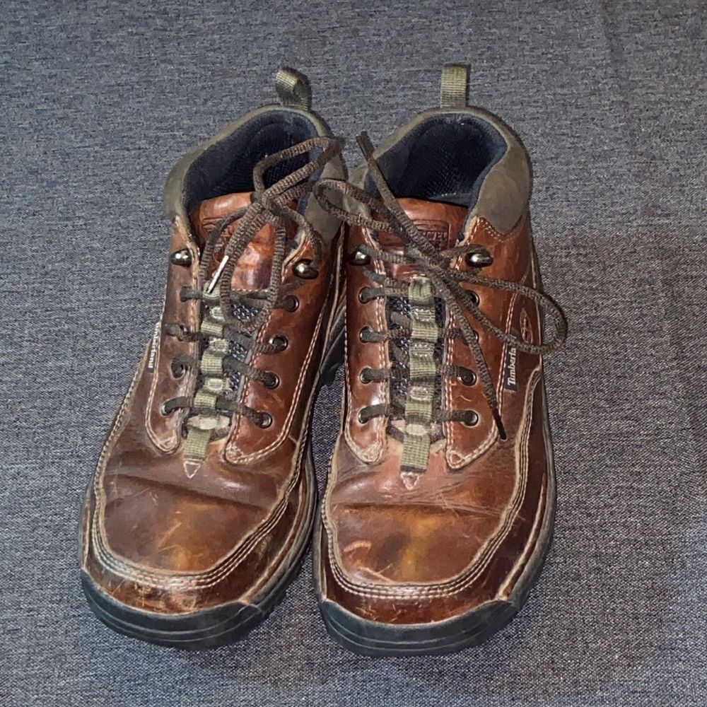 Timberland Men's Rich Brown Leather Boots Size 9.5M